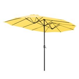 Yescom 14' Double-sided Twin Patio Umbrella Sun Shade UV30+ Water Fade Resistant Crank Outdoor Garden Market Long Table Party Wedding Event Yellow