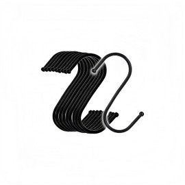 RQzaufania Pack of 10 S Hooks, 12 cm Large S Shaped Hook, Heavy Duty Stainless Steel S Hook for Hanging in Kitchen, Bathroom, Bedroom, Living Room and Office (Black)