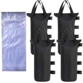 CACTIYE Canopy Weight Sand Bags with Water Storage Bags, Heavy Duty Tent Anchor Bags, 19.7 x 7.9 inches, Black (Black, 4 sandbags+4 Water Bags)