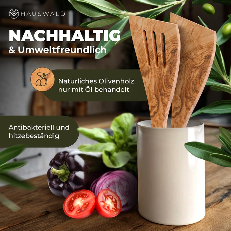 HAUSWALD® Olive Wood Spatula - Set of 2 [Extra Wide