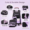Mildame 3Pcs Girls Rolling Backpack Cute Bowknot Backpack with Wheels