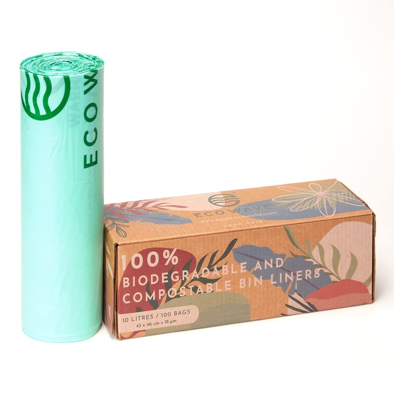 ECO WAVE 100% Biodegradable and Compostable Bin Liners, 10 litres,