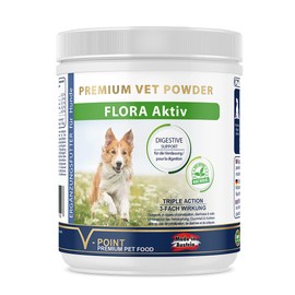 V-POINT Flora Aktiv für Hunde zur Unterstützung bei Durchfall Blähungen Verdauungsprobleme Verstopfung Koliken Magenprobleme Aufbau der Darmflora Darmsanierung natürliches Kräuterpulver (250 g)
