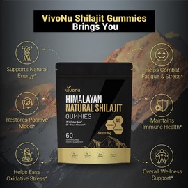 VivoNu Himalayan Shilajit Gummies | With Ashwagandha, Gokshura | 60 Gummies