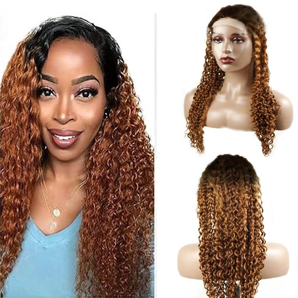 Hxxcoup Long Wigs Real Hair Lace Front Wig Human Hair Body Wave Wig Brown Wigs 4 x 1 T Part Wig Glueless Wig Real Hair Grade 8A 100% Brazilian Unprocessed Remy Hair 32 Inches