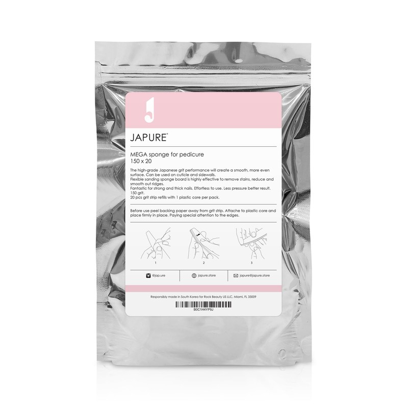 JAPURE Mega Sponge Pedicure Nail File - 150 Grit Professional