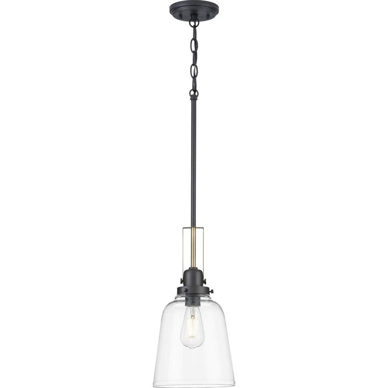 Rushton Collection 1-Light Graphite Clear Glass Industrial Hanging Pendant Light