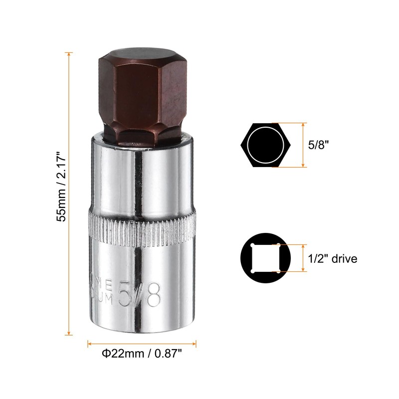 QUARKZMAN 3 Pieces 5/8" Hex Bit Socket 1/2" Square Drive