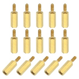 sourcing map 15Pcs Male to Female Thread Spacer Screws, M2.5 x 12mm + 6mm Brass Hex Standoff Screws PCB Motherboard for Drone Quadcopter, Computer and Circuit Board