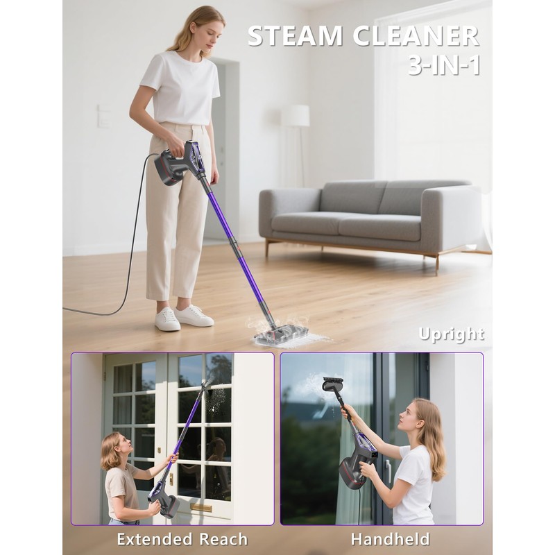 WVSAW Heavy Duty Steam Mop Cleaner for Hardwood, Tile, Laminate,