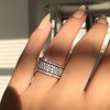 Sdouefos 925 Sterling Silver Cubic Zirconia Eternity Engagement Wedding Bands