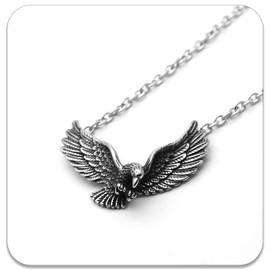 PEAS Punk Rock Stainless Steel Eagle Pendant Biker Necklace(Steel)