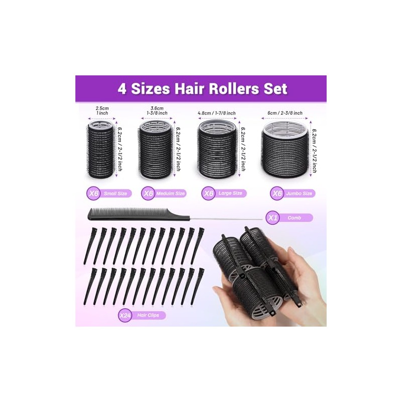 50 Pcs Rollers Hair Curlers Set with 24Pcs Self Grip