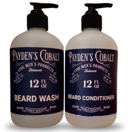 Payden's Cobalt Leather & Tea For Men Scented Beard Wash and Conditioner Set