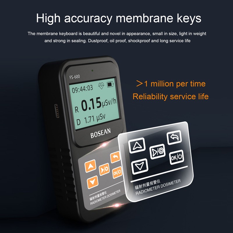 Nuclear Radiation Detector Professional High Accuracy 0.1μSv‑10mSv Rechargeable Handheld Geiger