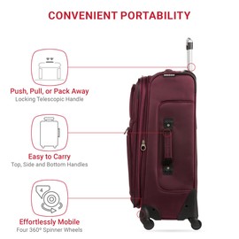 SwissGear Sion Softside Expandable Luggage, Merlot, Checked-Medium 25-Inch