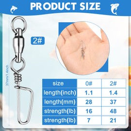 Soulchen 100 Pcs 48lb High Strength Fishing Snap Swivels Ball Bearing Fishing Swivels Freshwater Saltwater Connector Stainless Steel Corrosion Resistant Terminal Tackle Line Lure Leader Connector
