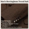 ZKHOECR Suits for Men Retro 3 Piece Brown Herringbone Tweed