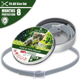 DEWEL 34.5 cm Tick Collar for Cats, Flea Tick Collar, Flea and Tick Prevention Collars, Adjustable Waterproof Cat Flea Collar