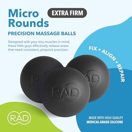 RAD Atom | Pelota de masaje de densidad extra firme para pectorales, hombros, glúteos, isquiotibiales, cuádriceps y trapecios Liberación miofascial, m