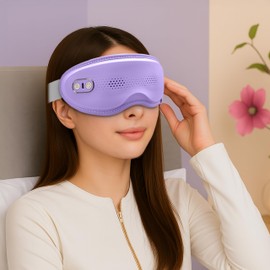 MONAURO Eye Massager with Heated Sleep Mask Relieve Eye Fatigue from Prolonged Screen Time Acupressure Massage Vibration White Noise Therapy Ideal for Office Workers Gift for Friends