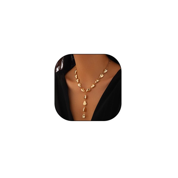 GIGB PBDK Baroque Gold Teardrop Pendant Necklace for Women Irregular