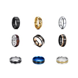 King Will Mens Ring Lucky Ring Box Jewelry 5pcs Unique Mens Fashion Rings Bundle for Men Great Gift Care Package Mens Lucky Ring 10