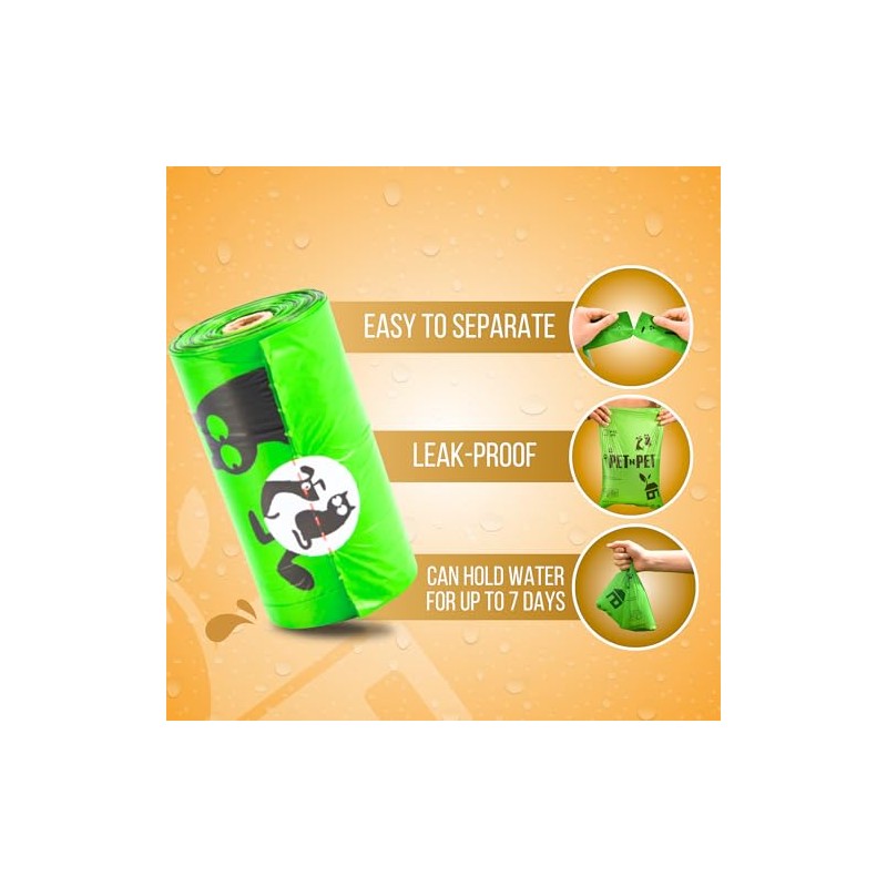 Pet N Pet Bolsas Para Popo Perro 270 Recuentos Biodegradables,
