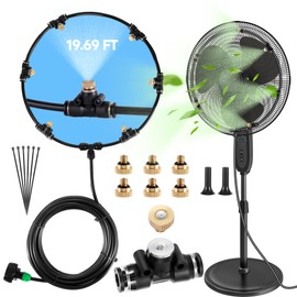 NFAMRZCAR Anti Leak Misting Fans for Outside,Outdoor Misting Fan Kit,19.69FT(6M) with 6 Brass Nozzle + 6m Line + 3/4" Adapter Water Mist Sprayer for Backyard Patio, Perfect for Outdoor Cooling System