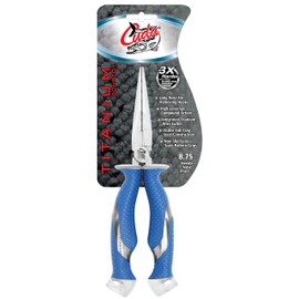 Cuda 8.75-Inch Needle Nose Fishing Pliers with Integrated Titanium Wire and Mono Cutters, Blue, (18828)