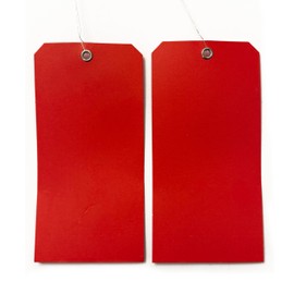 Blank Red Tags with Wire, 50 Pack, 3.25 x 6.25 inch Heavy-Duty Paper Tags, Pre-Wired for 5S Organization, Inventory Control & Workplace Management
