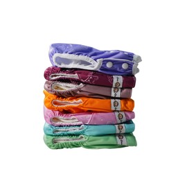 Paquete Premium con 6 pañales reutilizables + 1 traje de baño + 6 insertos de cuatro capas de fibra de bambú