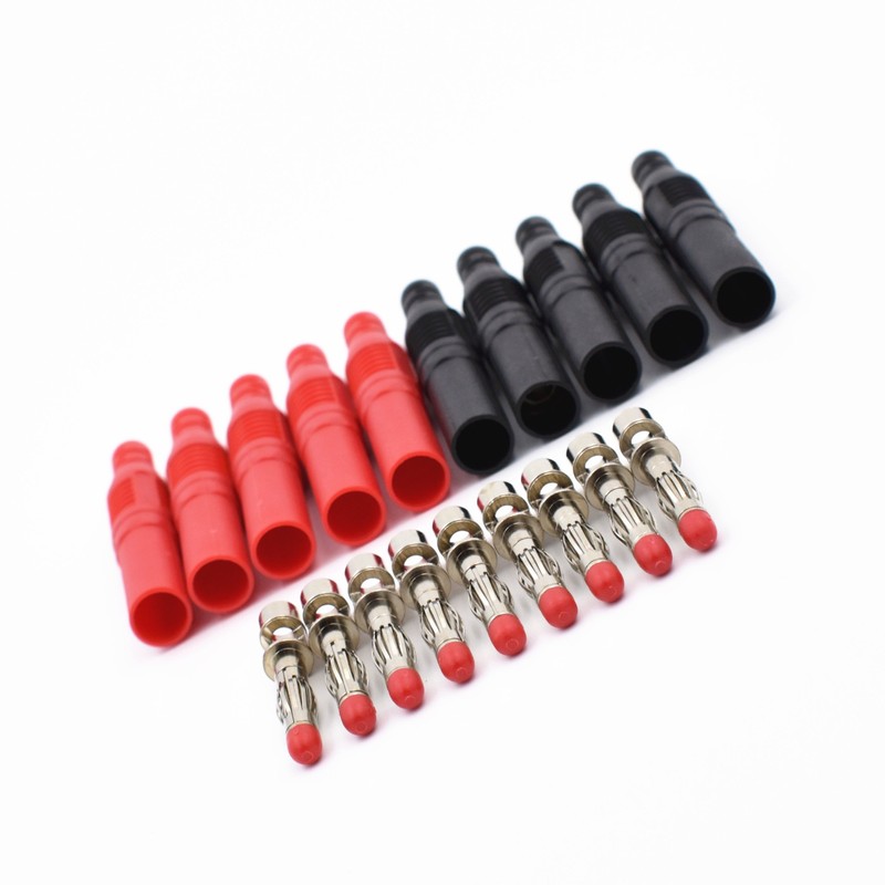 10Pcs Insulated Safety Straight Seal Protection Shrouded 4mm Banana Plugs