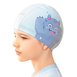 COPOZZ Swim Caps for Girls Boys, Quick Dry Fabric Kids Swimming Cap for Long and Short Hair, Spandex Swim Hats with High Elasticity for Age 5-12 Toddler Child Youth