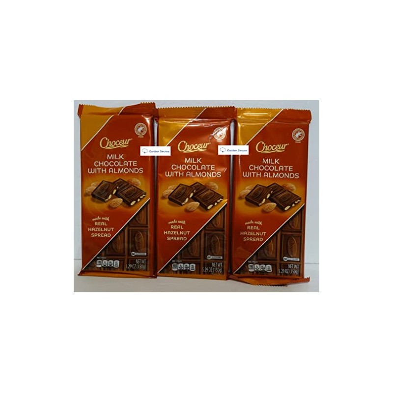 Choceur Austria Milk Chocolate with Almonds Bars 5.29oz 150g (Three