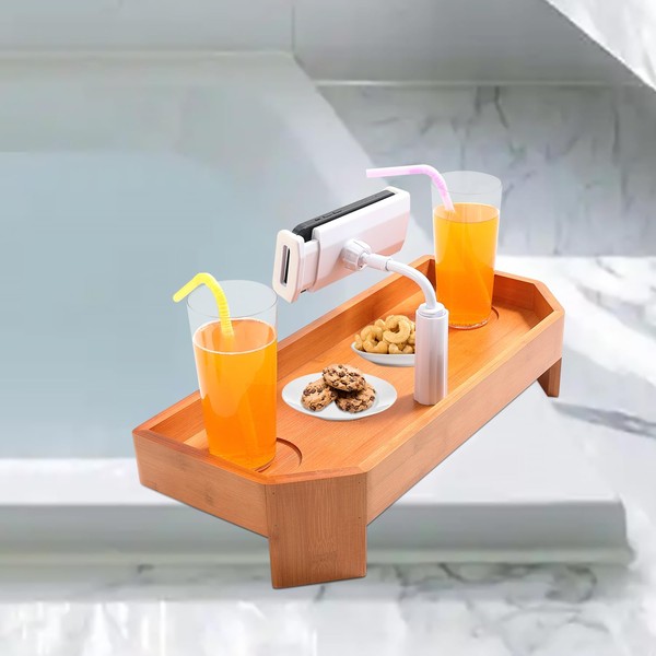 POOLCOMFT POOLCOMFT Premium Bamboo Hot Tub Tray Table with Phone