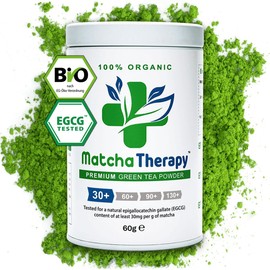 MatchaTherapy 30+ | ORGANIC Matcha Tea Powder | 60g | At least 30mg/g tested EGCG Catechin Content | Supports Immune System & Energy Levels | Ceremonial Grade | Green Tea from Japan
