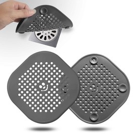 2 Pack Drain Cover Hair Catcher Drain Plug Hair Stopper Drain Protector for Shower Bathroom Accessories Bathtub Deep Grey - Color: 2packs-lakeblue