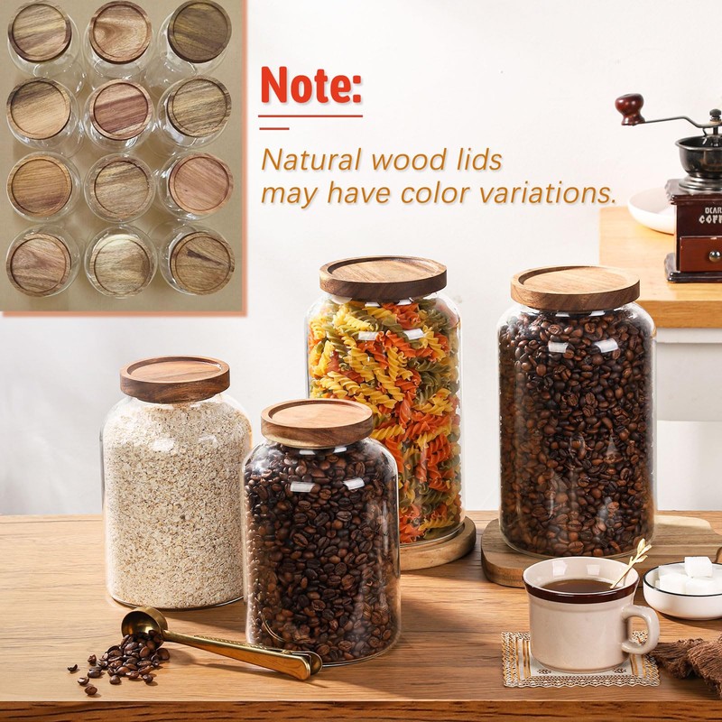 WHJY 95oz Glass Jars with Airtight Lids Transparent Clear Kitchen