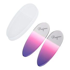 Regine Switzerland Nano Glass File Set: Professional Heavy Duty Glass Nail Files with Case Kit - Reusable Crystal Fingernail Manicure and Pedicure Tools for Men, Women, and Adults (Purple Foot Duo)