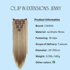 PRETTYSHOP XL 7 parts set clip in extensions, 60 cm hair extension piece, smooth