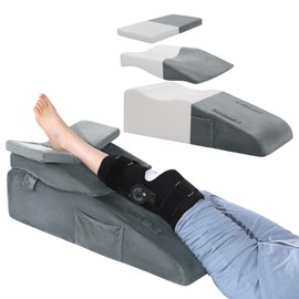 ROYALAY Adjustable Leg Elevation Pillows for After Surgery, Leg Wedge Pillow After Knee Replacement Post Surgery with Machine Washable Cover, Height Adjustable Knee Wedges