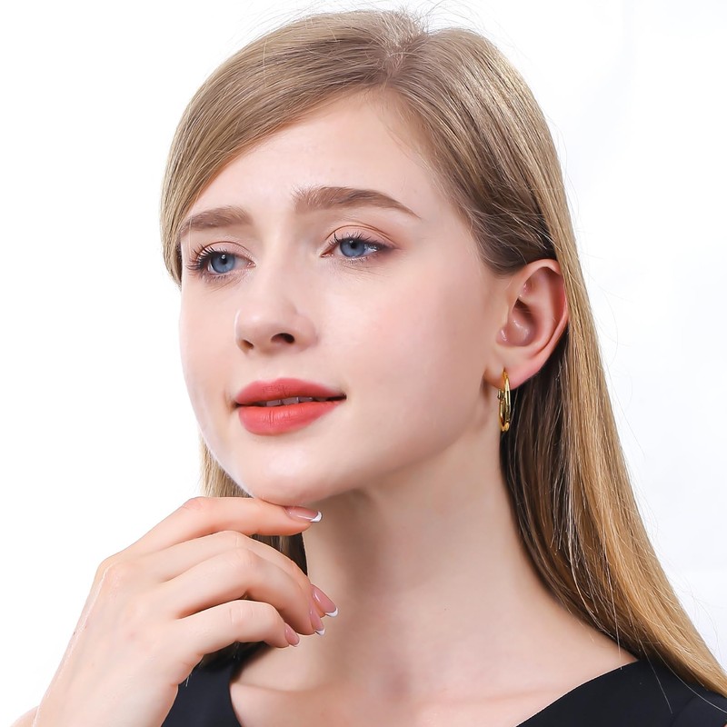 ToHeart 14k Gold Hoop Earrings for Womens Rectangle Hoop Earrings