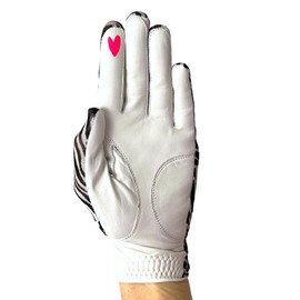 Hand Candy Golf Glove – Premium Cabretta Leather – “Zebra” – Left Hand Women's Golf Glove with Matching Ball Marker (Large)