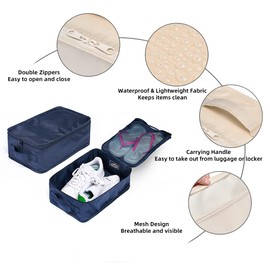 JJ POWER Travel Shoe Bags, Foldable Waterproof Shoe Pouches Organizer-Double Layer, Navy, 8 Packs, Daily Use