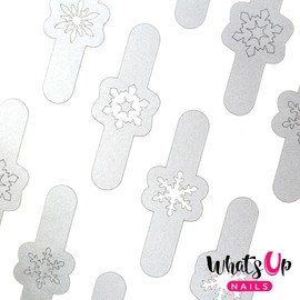 Whats Up Nails - Silver Jolly Snowflake Vinyl Stencils for Christmas Nail Art Design (1 Sheet, 20 Stencils)