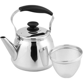 Pearl Metal Fretti III HB-5645 Wide Mouth Kettle, 0.4 gal (1.6 L) with Tea Strainer, 18-8 Stainless Steel, Induction Compatible