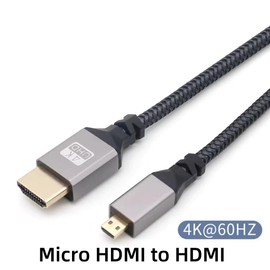 CAMKOO Cable micro HDMI a HDMI de 3.3 pies, [carcasa de aluminio, trenzado] Cable HDMI 2.0 de alta velocidad 4K 60Hz, compatible con cámaras, videocámaras, tabletas y tarjetas gráficas/video,