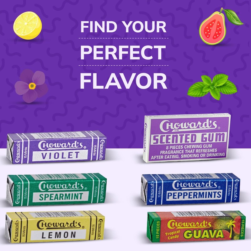 Choward's Mints Candy and Gum Variety Pack | Violet, Spearmint,