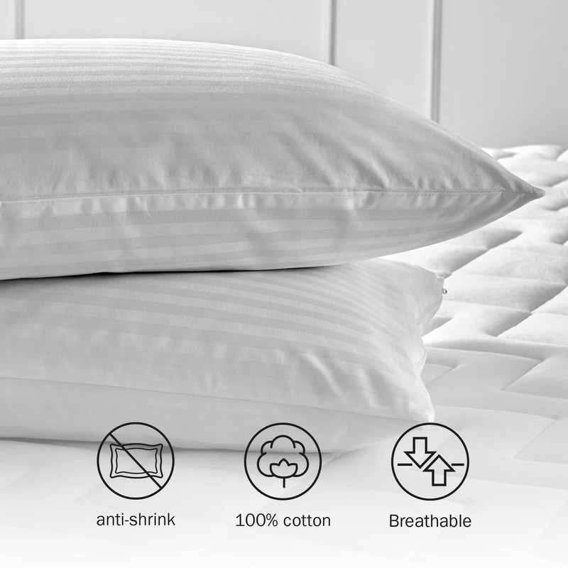 Pikolin Home - Ticking Pillowcase - 100% Cotton, white, 30
